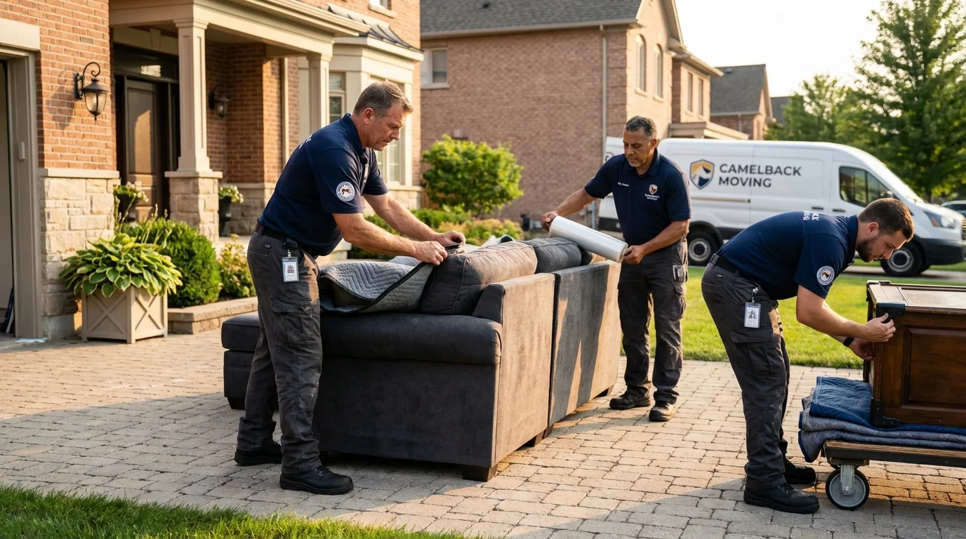 Large estate moving crew wrapping furniture in Grantham, NH